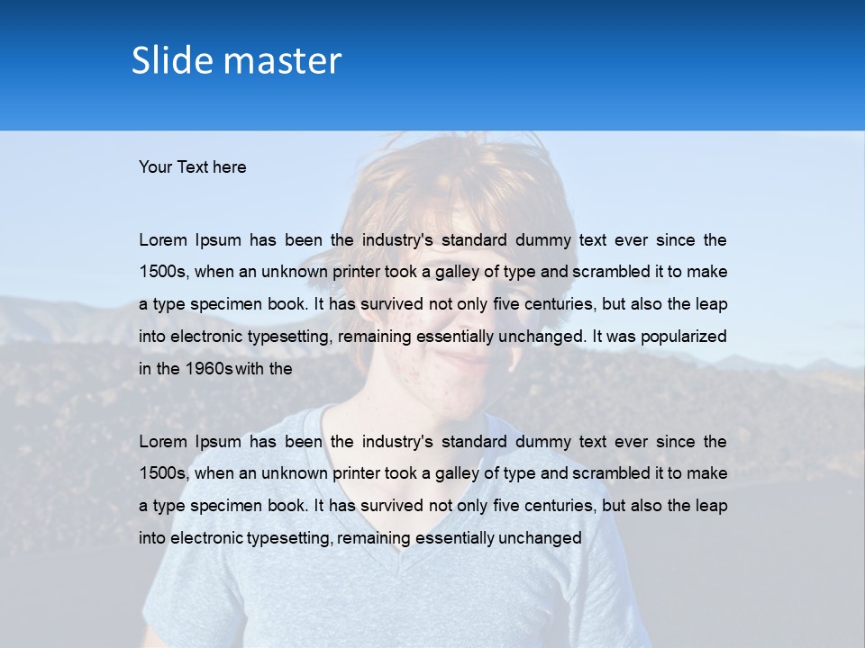 A Young Boy Standing In Front Of A Mountain PowerPoint Template