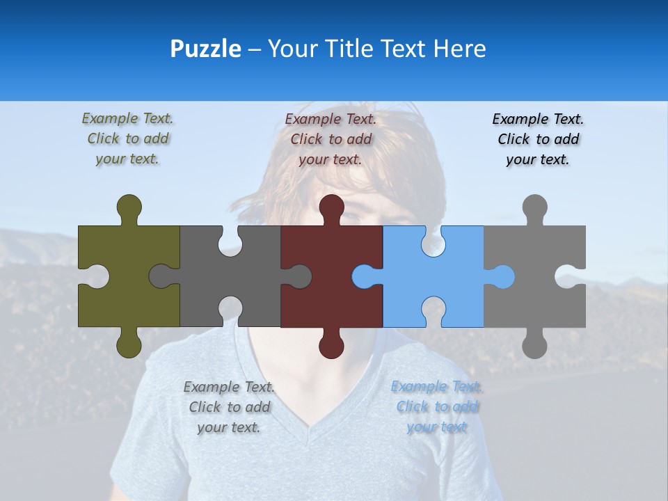 A Young Boy Standing In Front Of A Mountain PowerPoint Template