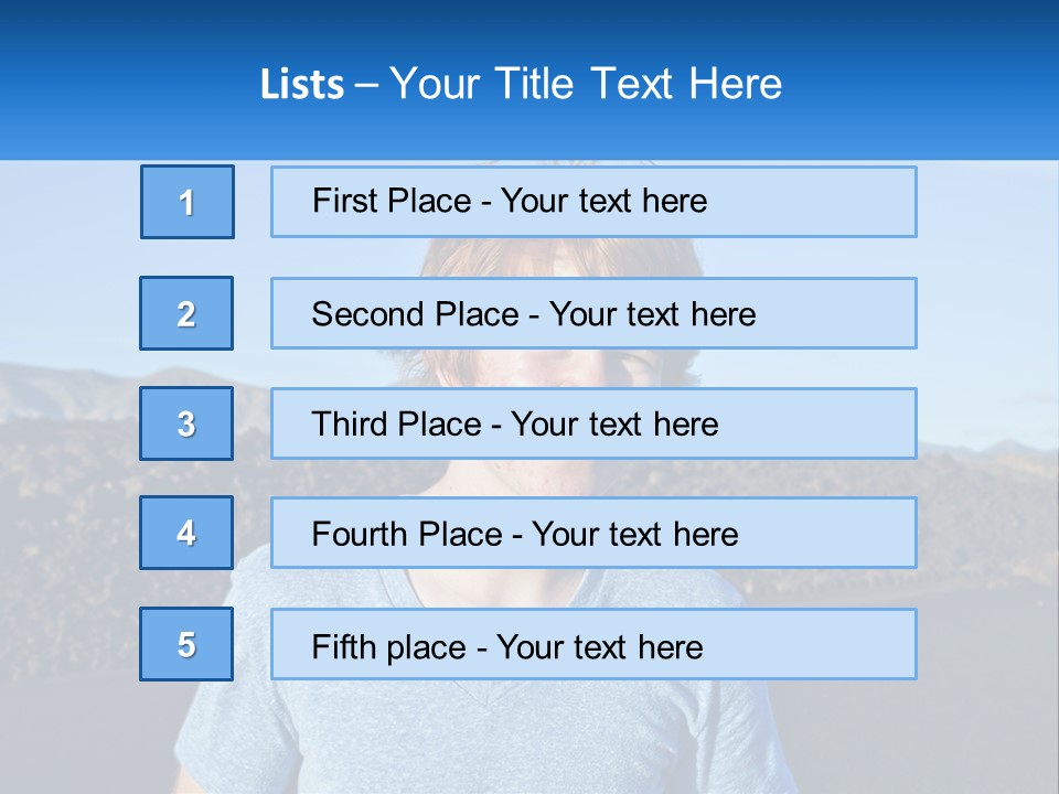 A Young Boy Standing In Front Of A Mountain PowerPoint Template