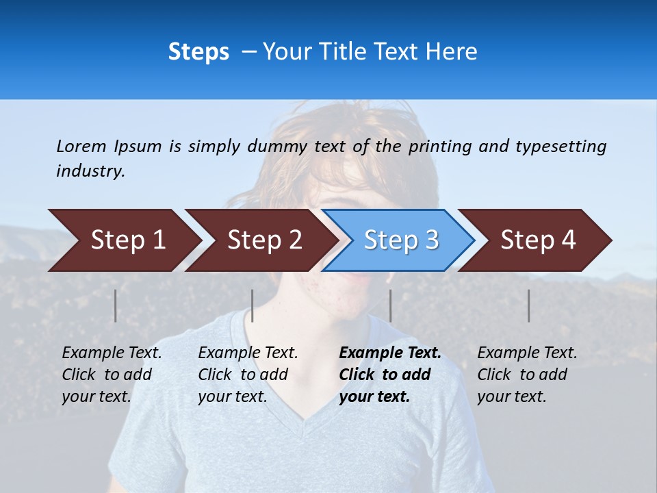 A Young Boy Standing In Front Of A Mountain PowerPoint Template