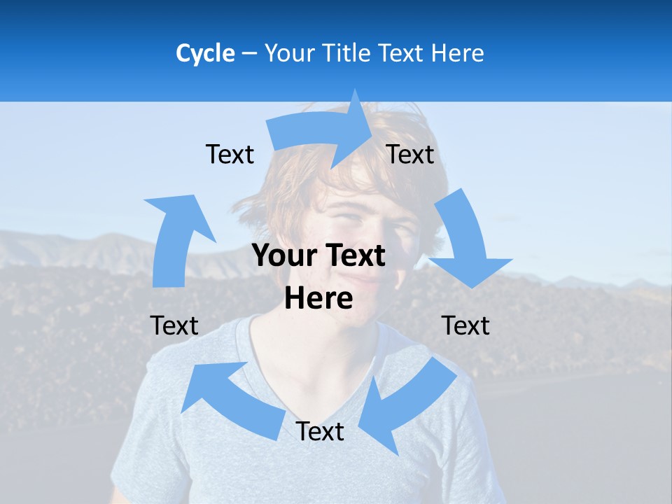 A Young Boy Standing In Front Of A Mountain PowerPoint Template