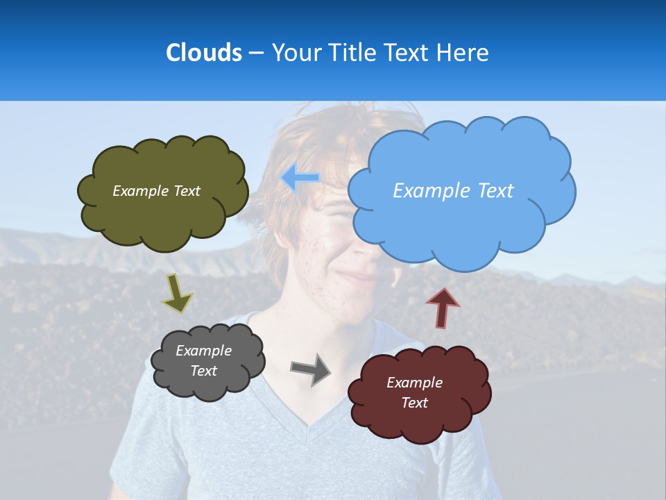 A Young Boy Standing In Front Of A Mountain PowerPoint Template