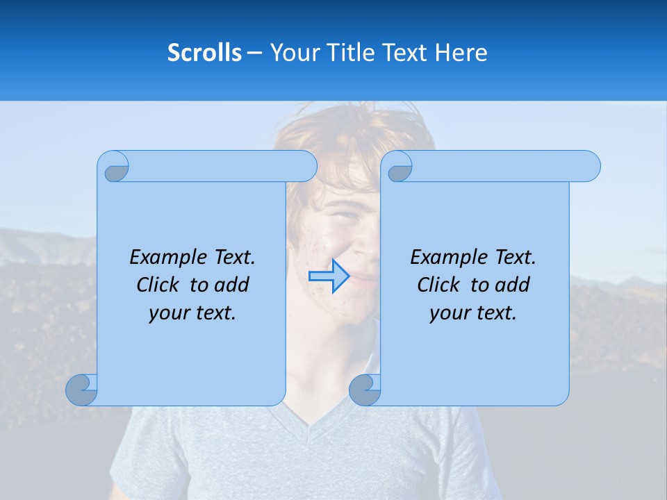 A Young Boy Standing In Front Of A Mountain PowerPoint Template
