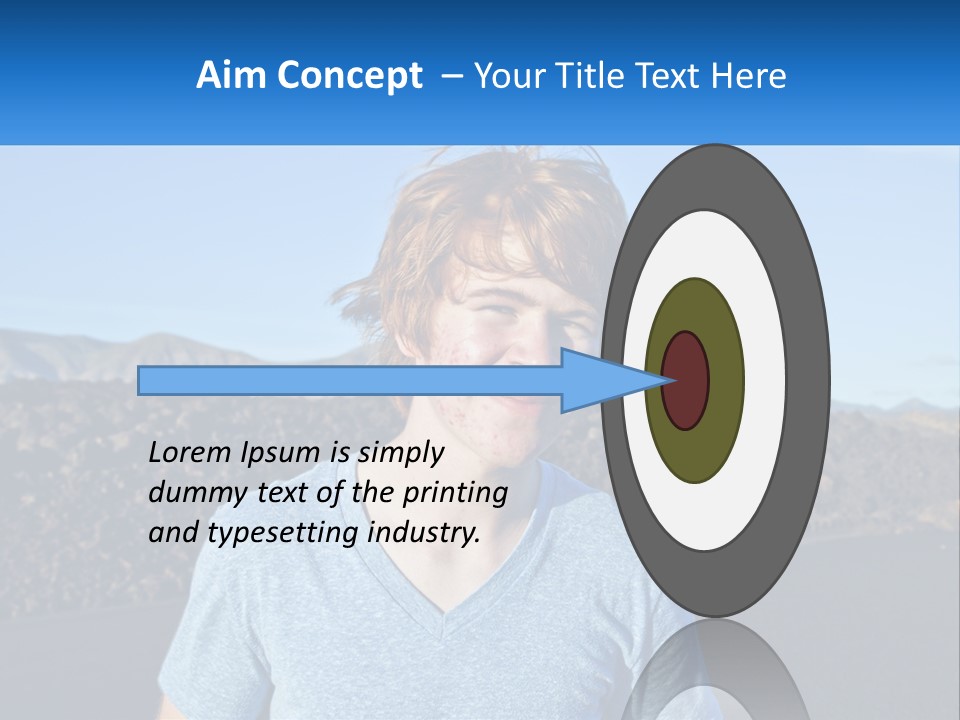 A Young Boy Standing In Front Of A Mountain PowerPoint Template