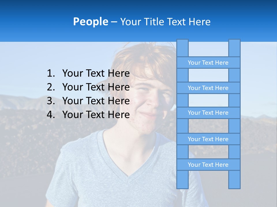 A Young Boy Standing In Front Of A Mountain PowerPoint Template