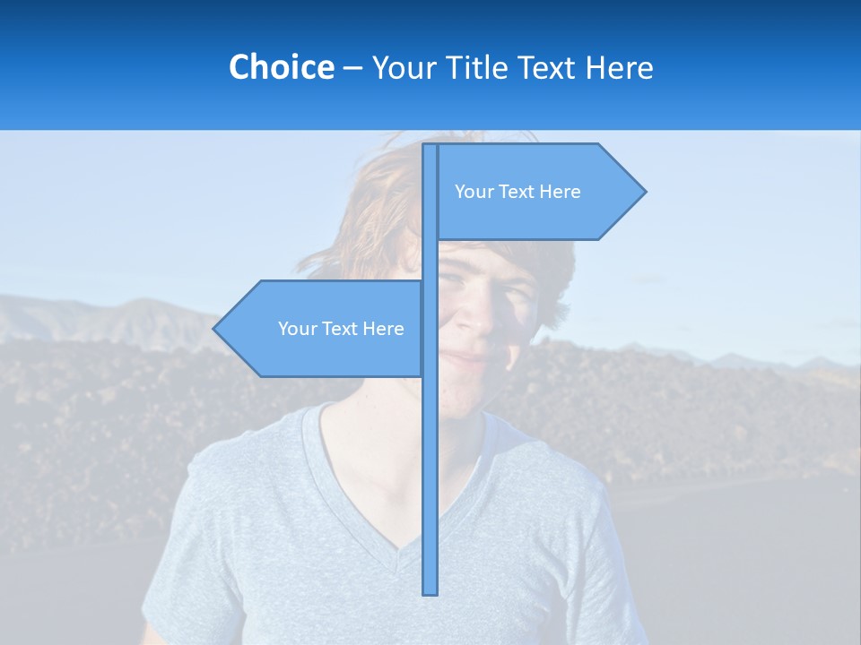 A Young Boy Standing In Front Of A Mountain PowerPoint Template