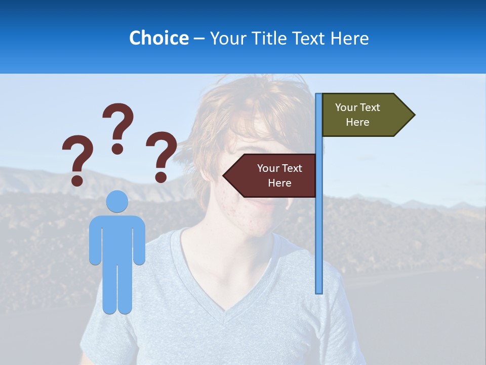 A Young Boy Standing In Front Of A Mountain PowerPoint Template