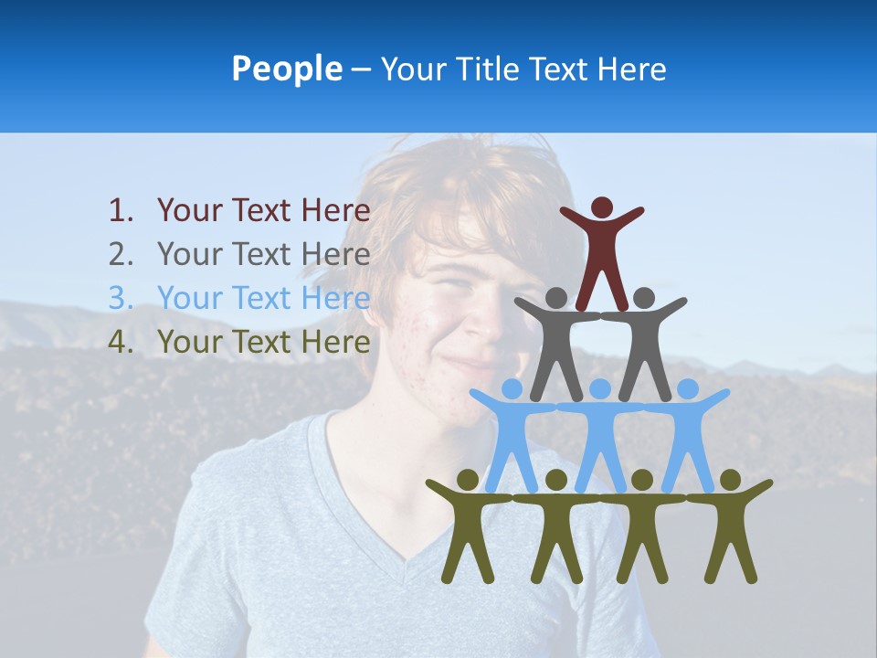 A Young Boy Standing In Front Of A Mountain PowerPoint Template