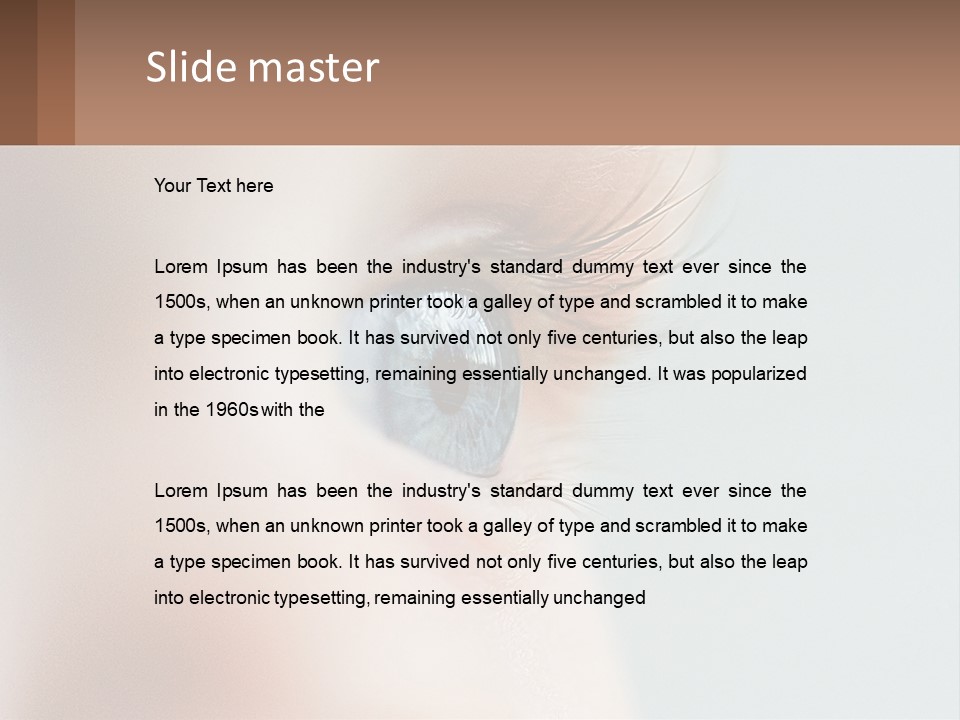 A Close Up Of A Blue Eye With A Brown Background PowerPoint Template