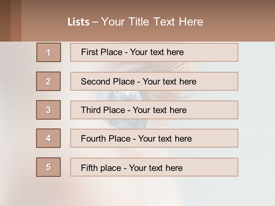A Close Up Of A Blue Eye With A Brown Background PowerPoint Template