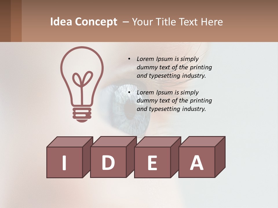 A Close Up Of A Blue Eye With A Brown Background PowerPoint Template