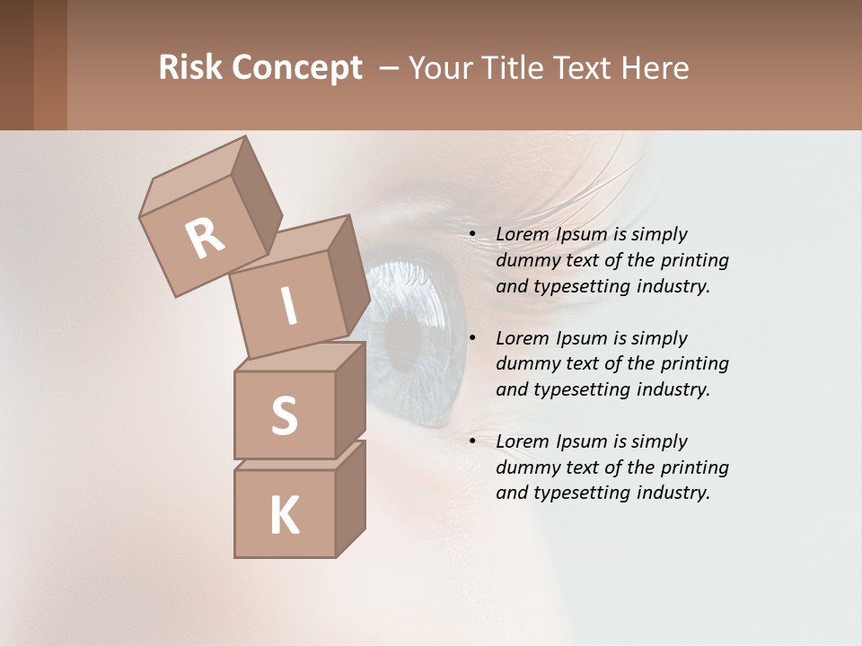 A Close Up Of A Blue Eye With A Brown Background PowerPoint Template