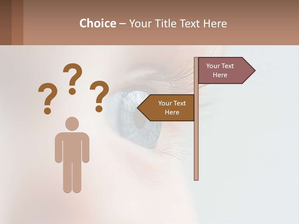 A Close Up Of A Blue Eye With A Brown Background PowerPoint Template