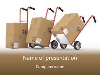 A Group Of Moving Boxes On A Dolly PowerPoint Template