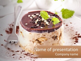 A Piece Of Cake On A Plate With A Spoon PowerPoint Template