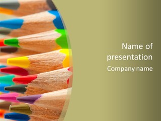 A Group Of Colored Pencils With A Green Background PowerPoint Template