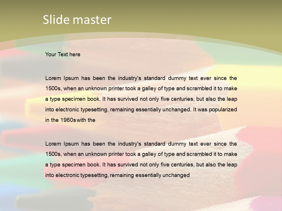 A Group Of Colored Pencils With A Green Background PowerPoint Template