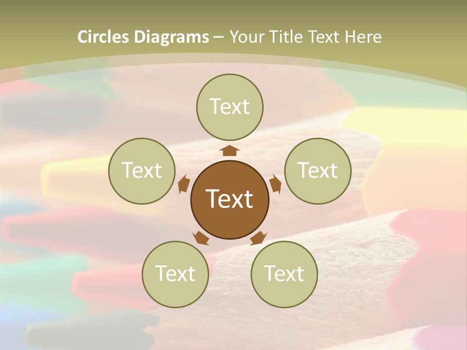 A Group Of Colored Pencils With A Green Background PowerPoint Template