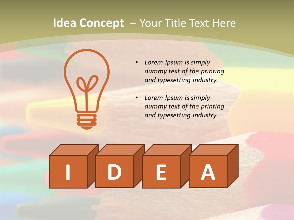 A Group Of Colored Pencils With A Green Background PowerPoint Template