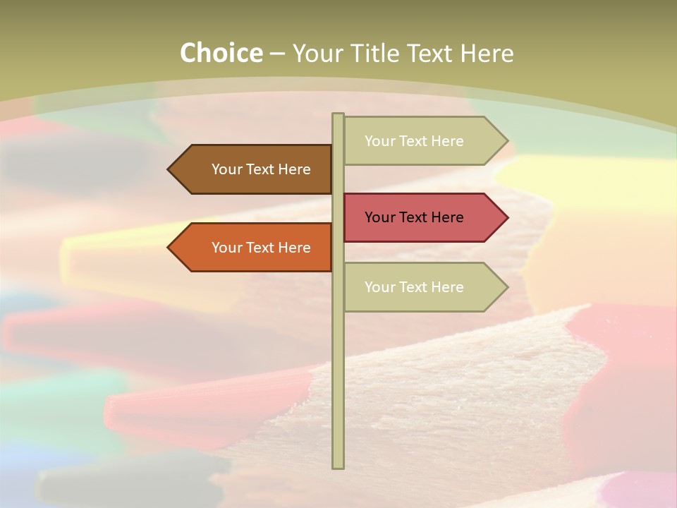 A Group Of Colored Pencils With A Green Background PowerPoint Template