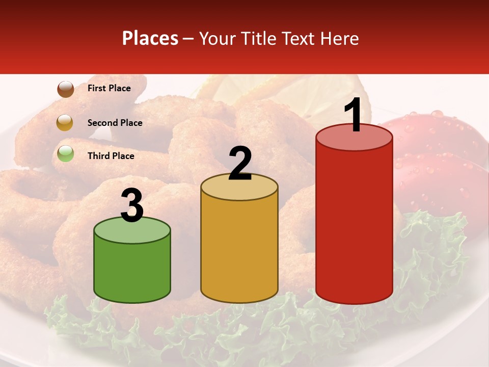 A Plate Of Onion Rings With Lettuce And Tomatoes PowerPoint Template
