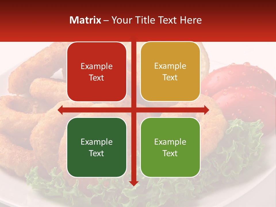 A Plate Of Onion Rings With Lettuce And Tomatoes PowerPoint Template