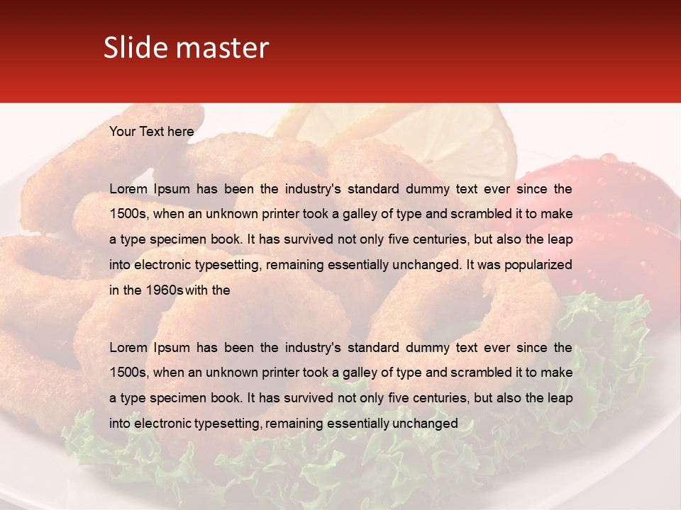 A Plate Of Onion Rings With Lettuce And Tomatoes PowerPoint Template