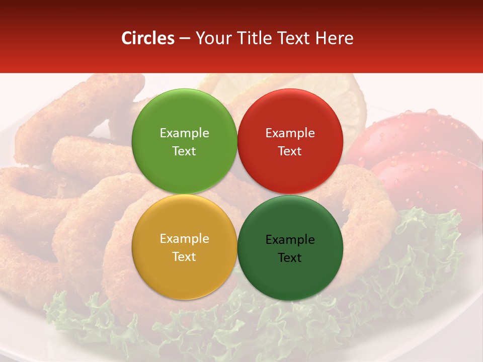 A Plate Of Onion Rings With Lettuce And Tomatoes PowerPoint Template