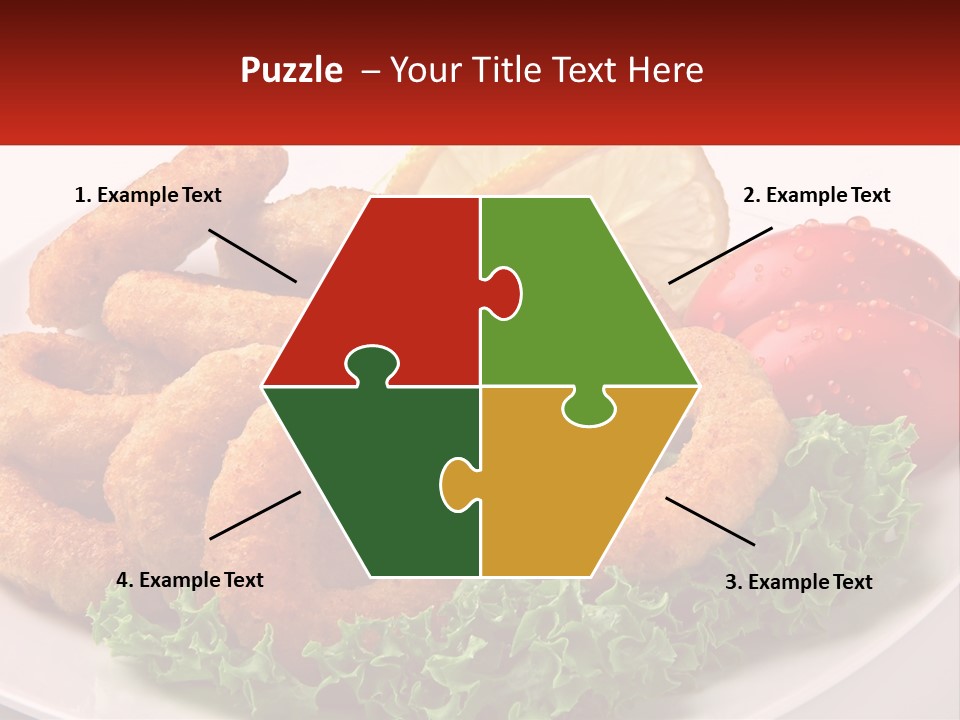 A Plate Of Onion Rings With Lettuce And Tomatoes PowerPoint Template