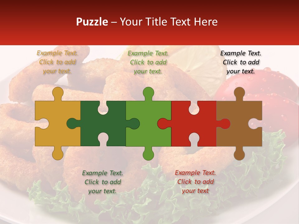 A Plate Of Onion Rings With Lettuce And Tomatoes PowerPoint Template