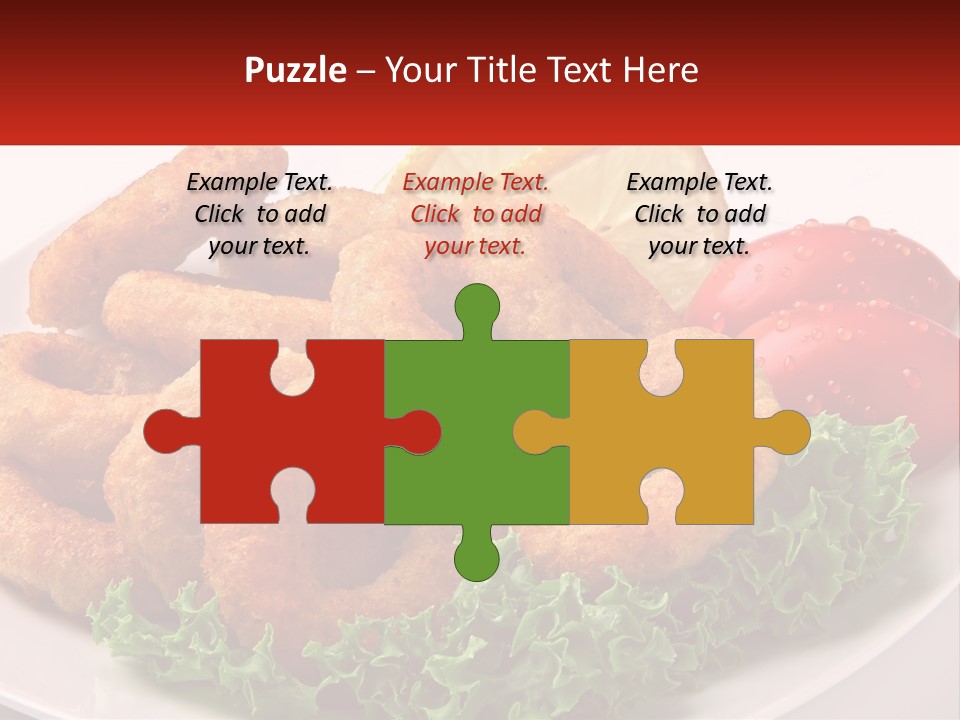 A Plate Of Onion Rings With Lettuce And Tomatoes PowerPoint Template