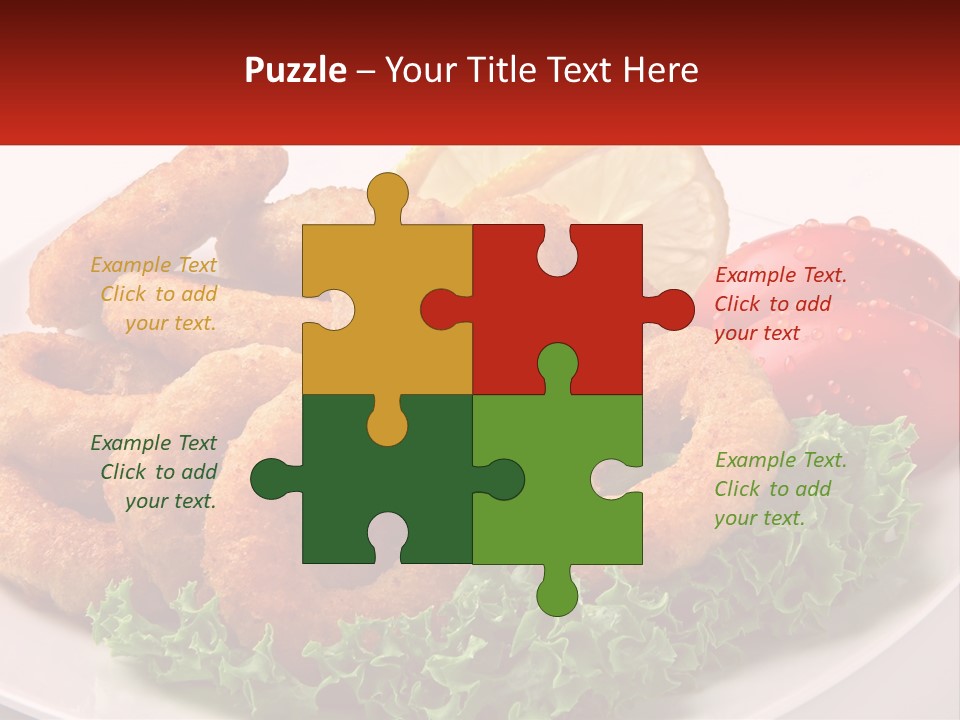 A Plate Of Onion Rings With Lettuce And Tomatoes PowerPoint Template