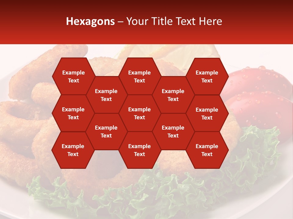 A Plate Of Onion Rings With Lettuce And Tomatoes PowerPoint Template