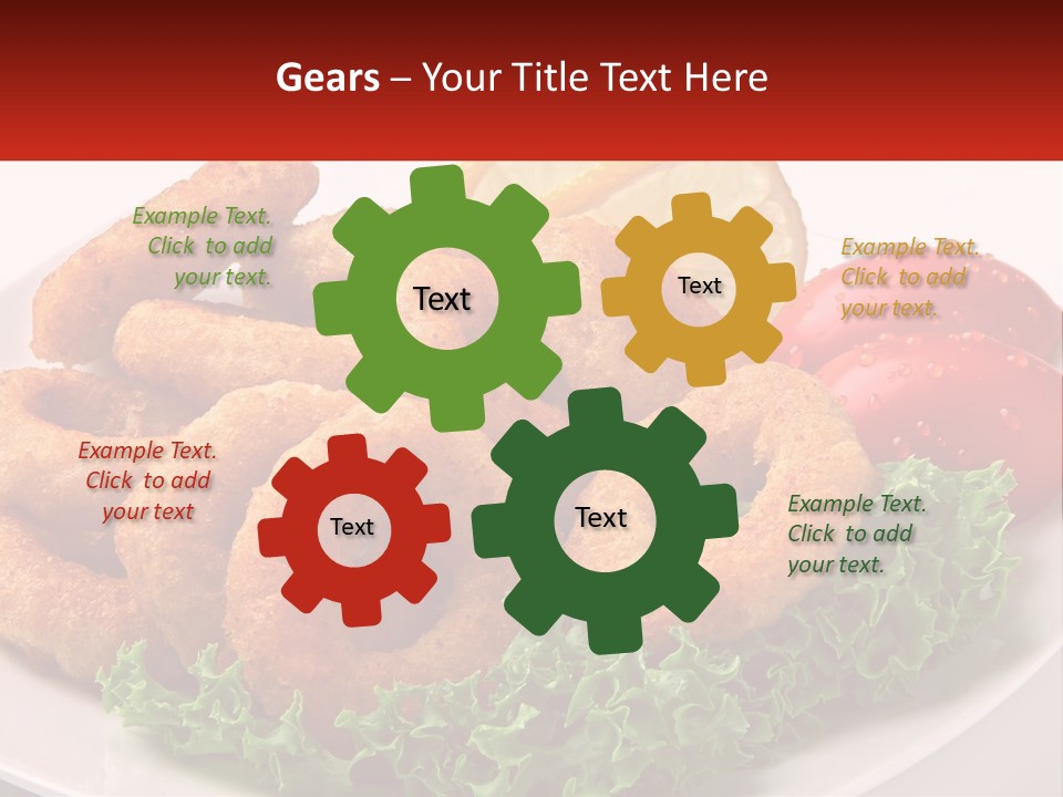A Plate Of Onion Rings With Lettuce And Tomatoes PowerPoint Template