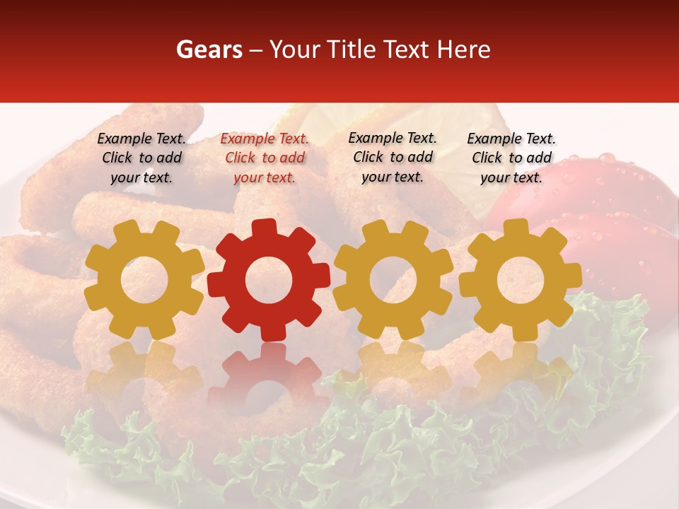 A Plate Of Onion Rings With Lettuce And Tomatoes PowerPoint Template