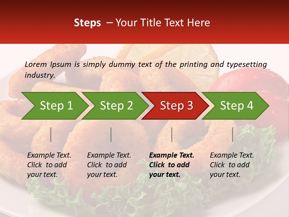 A Plate Of Onion Rings With Lettuce And Tomatoes PowerPoint Template