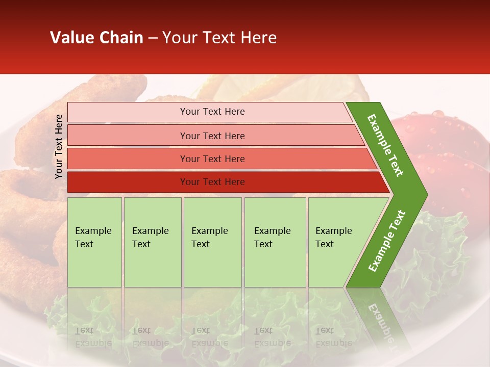 A Plate Of Onion Rings With Lettuce And Tomatoes PowerPoint Template