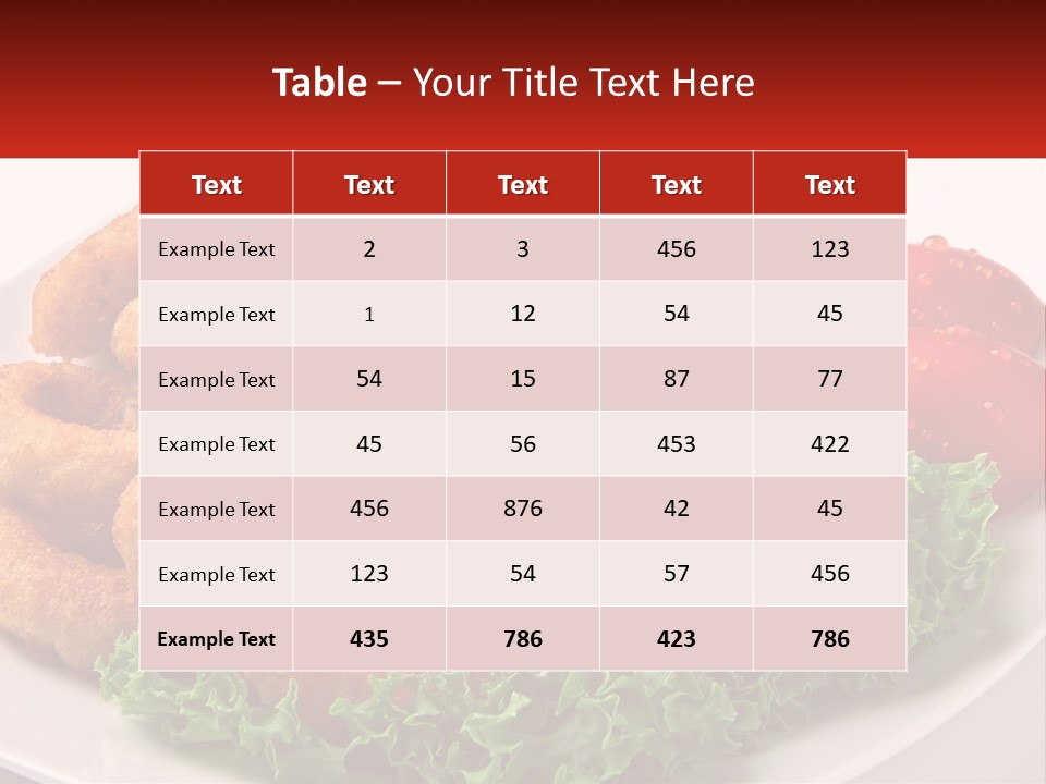 A Plate Of Onion Rings With Lettuce And Tomatoes PowerPoint Template