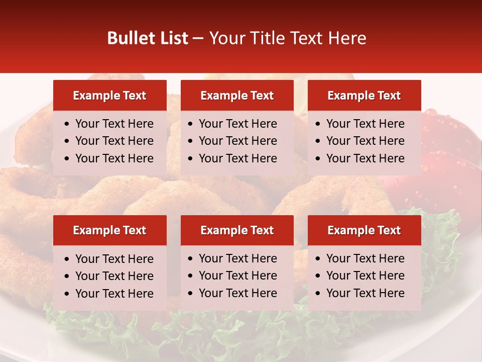 A Plate Of Onion Rings With Lettuce And Tomatoes PowerPoint Template