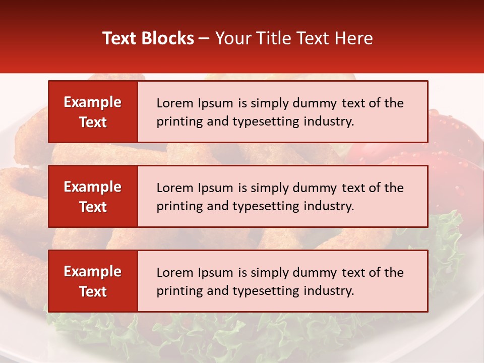 A Plate Of Onion Rings With Lettuce And Tomatoes PowerPoint Template