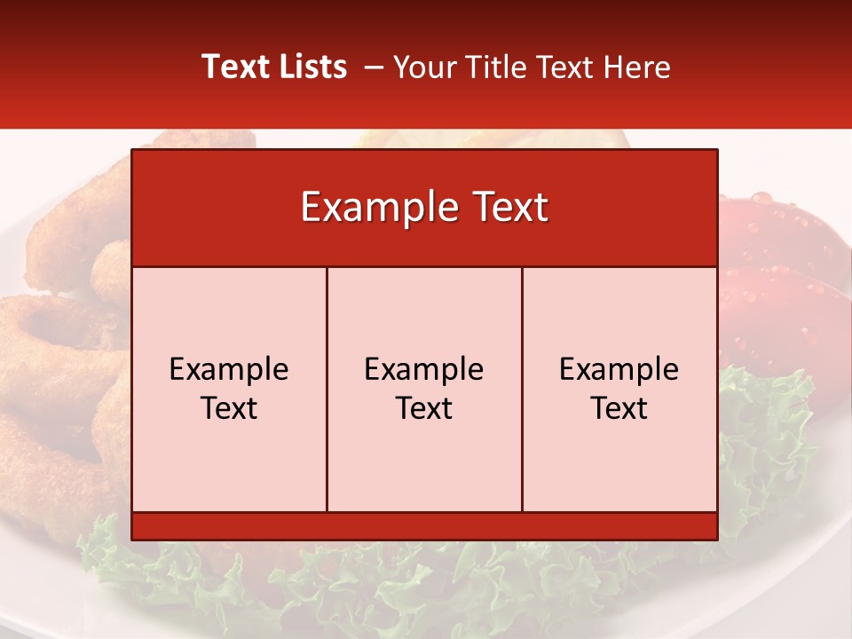 A Plate Of Onion Rings With Lettuce And Tomatoes PowerPoint Template