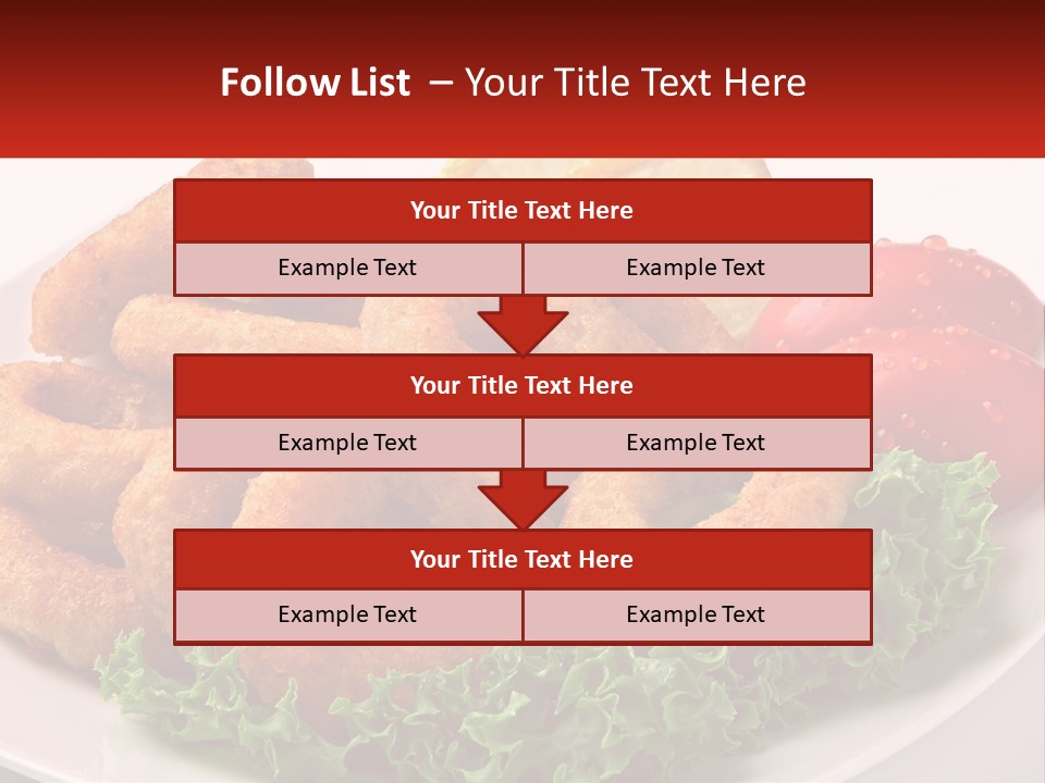 A Plate Of Onion Rings With Lettuce And Tomatoes PowerPoint Template