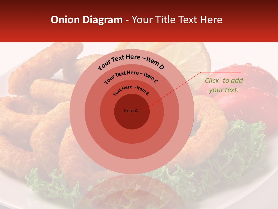 A Plate Of Onion Rings With Lettuce And Tomatoes PowerPoint Template