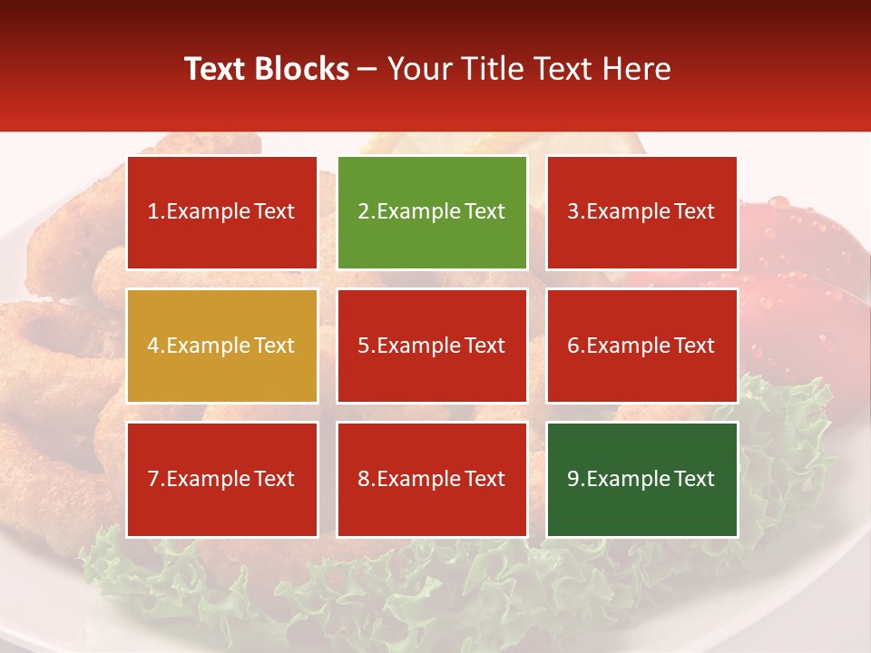 A Plate Of Onion Rings With Lettuce And Tomatoes PowerPoint Template