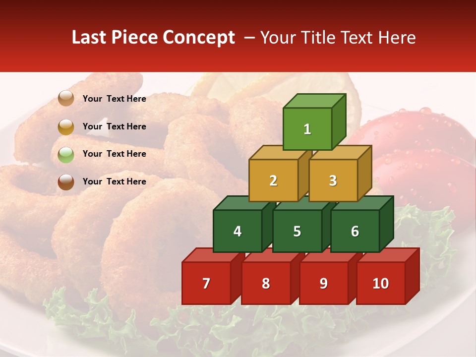 A Plate Of Onion Rings With Lettuce And Tomatoes PowerPoint Template