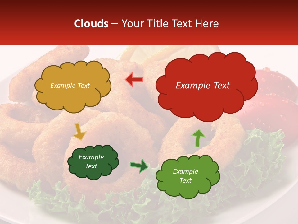 A Plate Of Onion Rings With Lettuce And Tomatoes PowerPoint Template