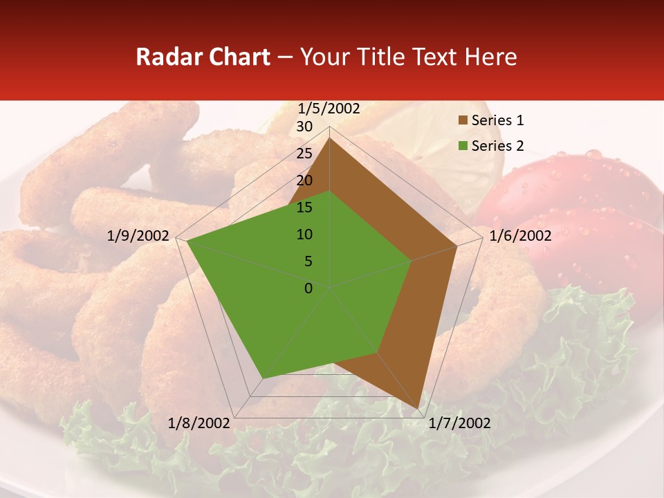 A Plate Of Onion Rings With Lettuce And Tomatoes PowerPoint Template