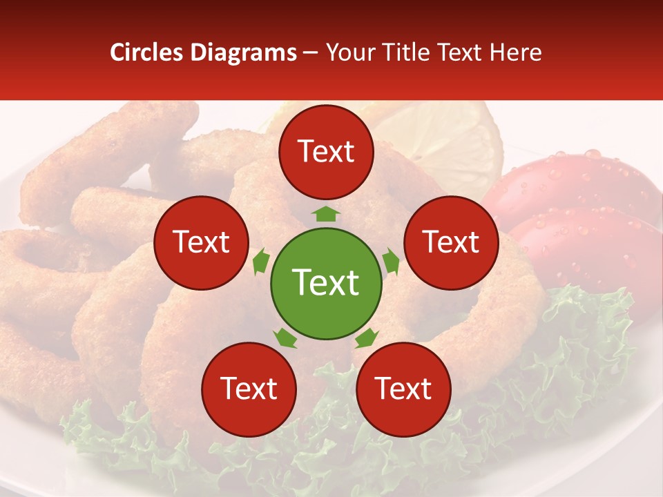 A Plate Of Onion Rings With Lettuce And Tomatoes PowerPoint Template