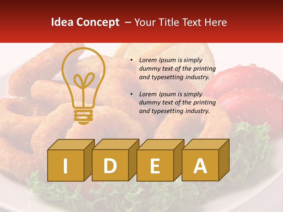 A Plate Of Onion Rings With Lettuce And Tomatoes PowerPoint Template