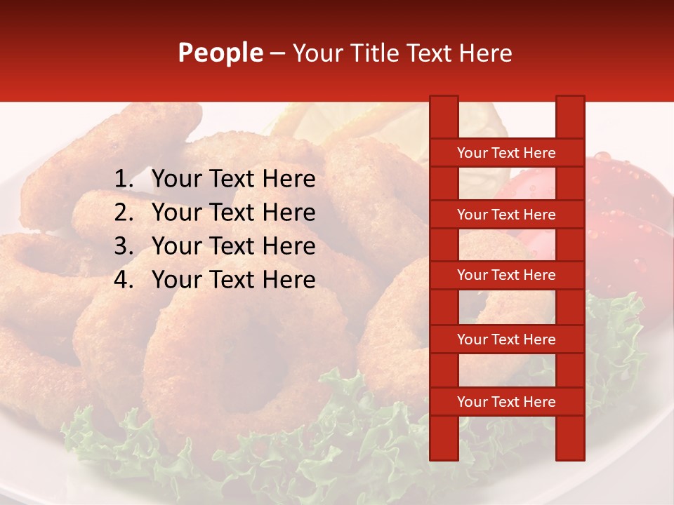 A Plate Of Onion Rings With Lettuce And Tomatoes PowerPoint Template